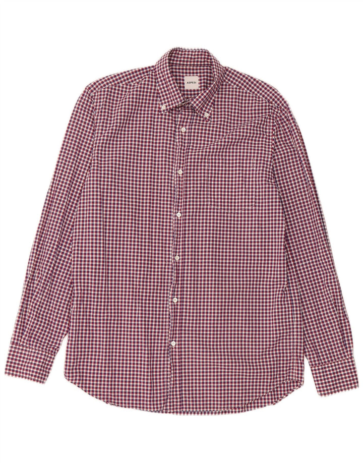 Camisa masculina Aspesi tamanho 41 16 grande algodão vermelho guingão