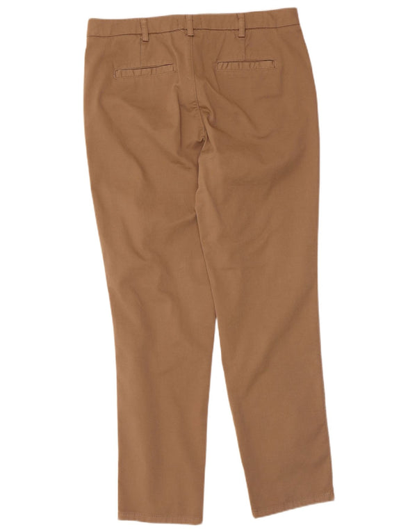 Calça chino reta feminina Benetton Reino Unido 12 médio W32 L28 algodão bege