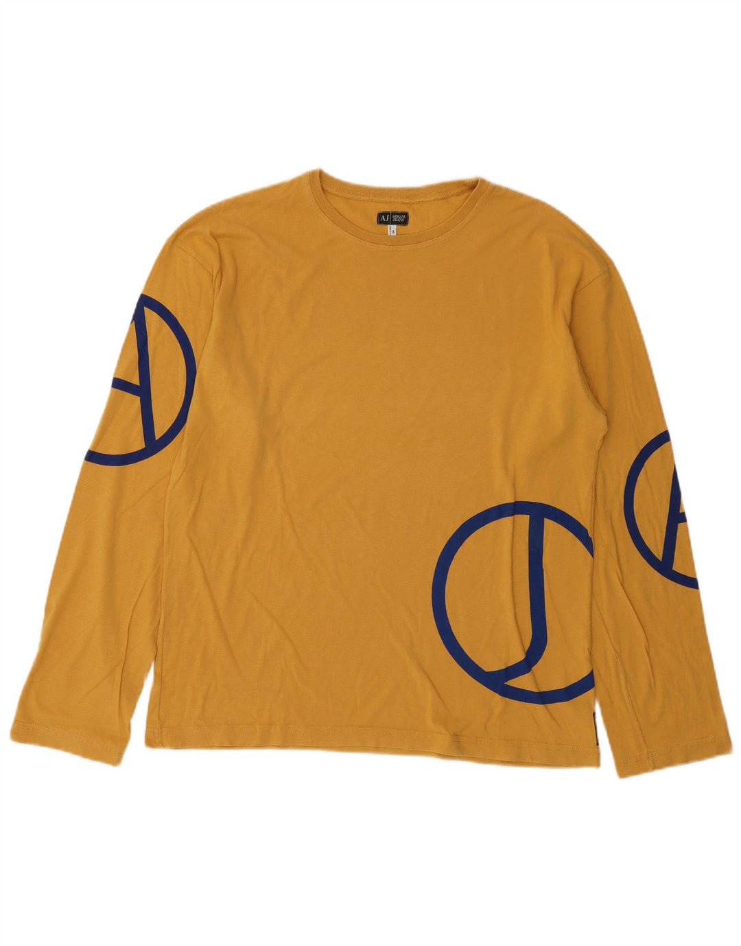 Armani Jeans Mens Gráfico Top Manga Longa Médio Algodão Amarelo