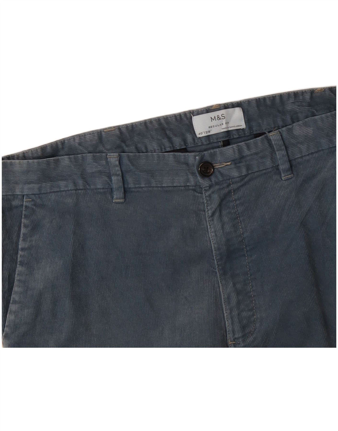 Calça masculina reta de veludo MARKS & SPENCER W40 L29 azul