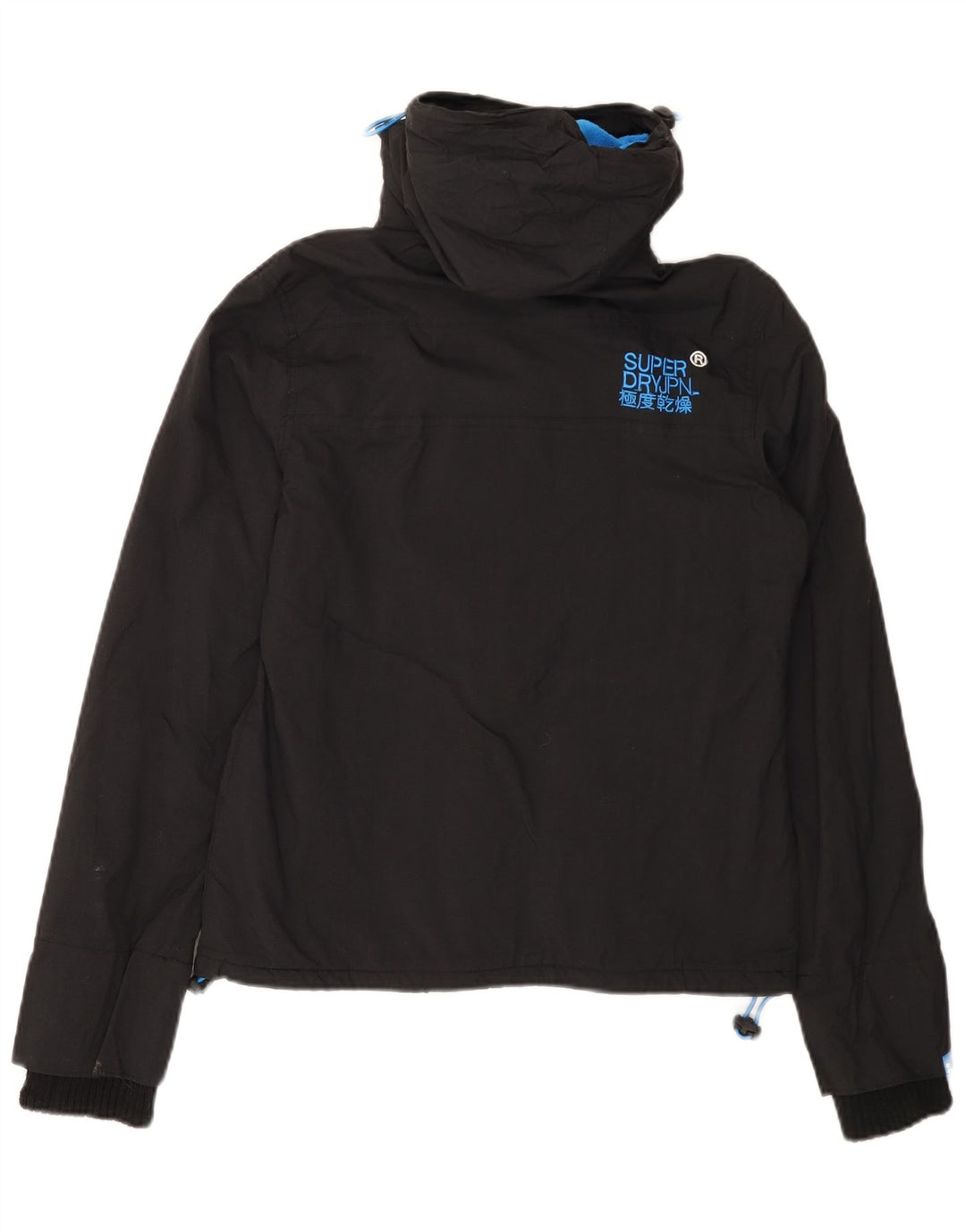 Jaqueta corta-vento masculina SUPERDRY com capuz e capuz UK 36 pequena preta