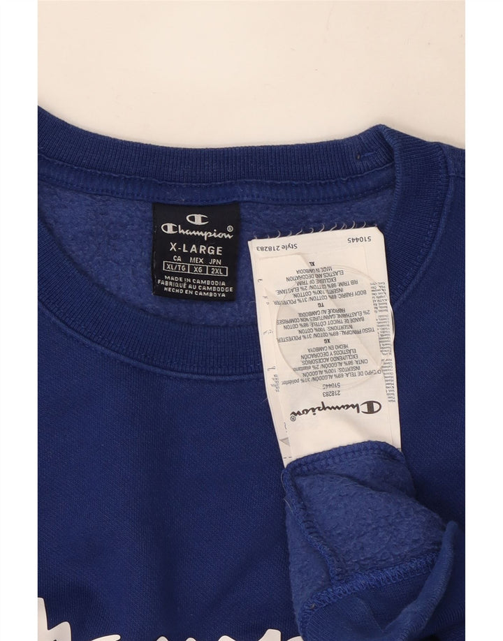 Campeão masculino gráfico moletom jumper XL azul algodão