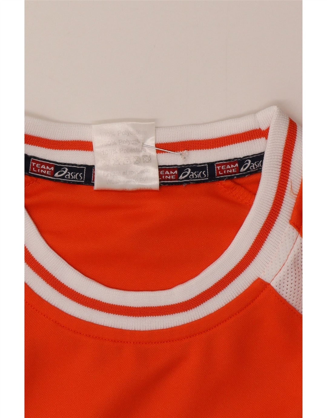 Camiseta gráfica masculina Asics Top grande laranja colorblock poliéster