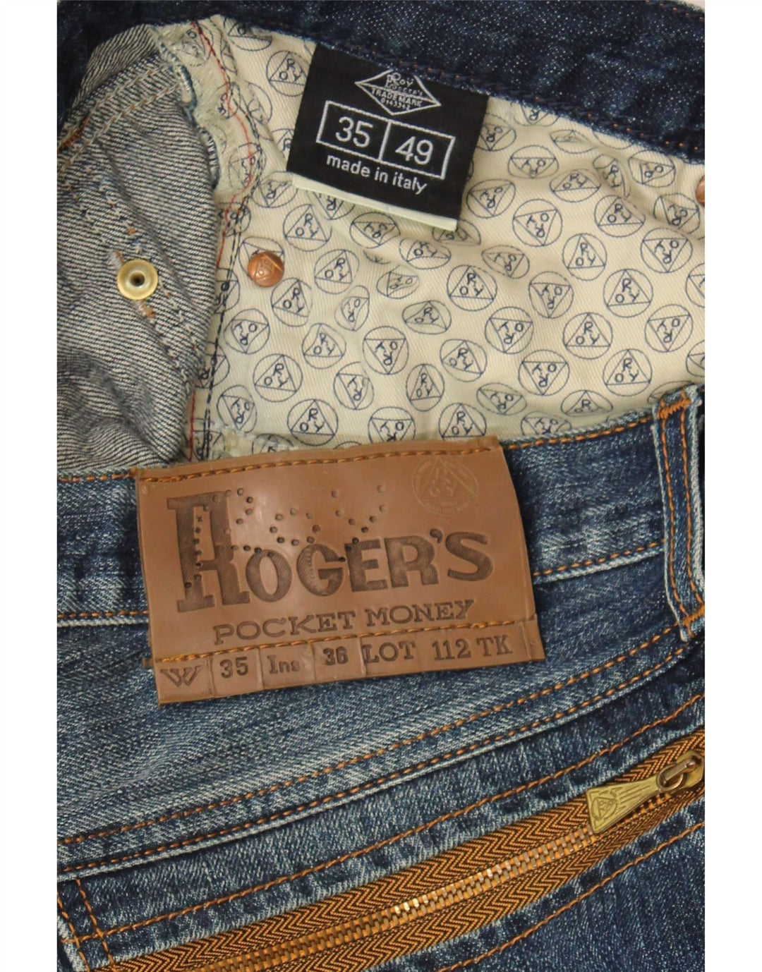 Calça jeans reta masculina Roy Rogers W35 L30 azul marinho algodão