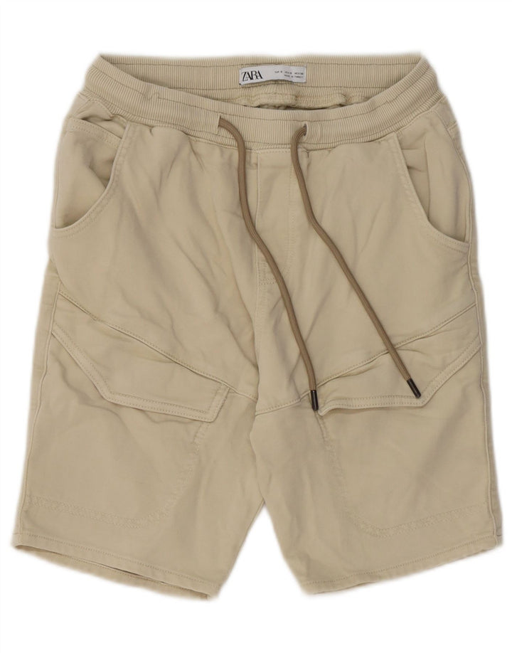 Zara Mens Cargo Shorts Pequeno W30 Algodão Bege