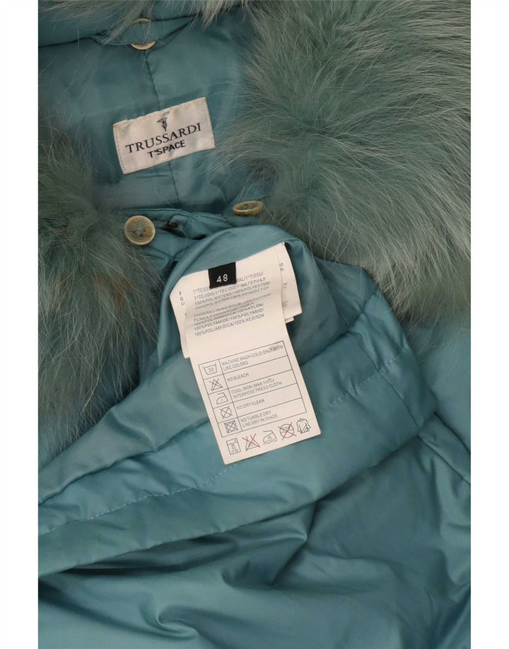 Casaco acolchoado feminino Trussardi IT 48 XL poliéster turquesa