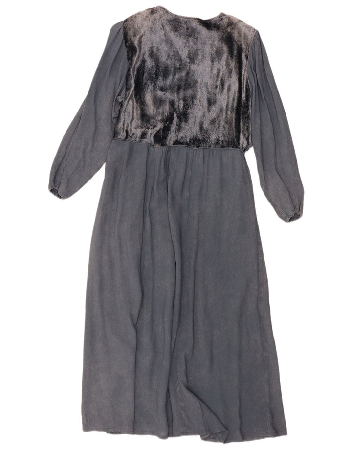 STELLA MODA Vestido maxi feminino de manga comprida UK 12 cinza médio