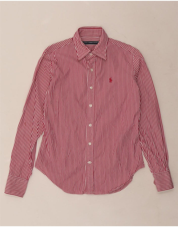 Camisa feminina RALPH LAUREN US 4 pequena listrada vermelha de algodão