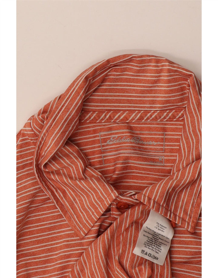 Camisa pólo masculina Eddie Bauer poliéster listrado laranja médio