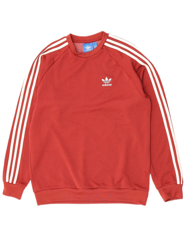 Adidas Mens Moletom Jumper Médio Poliéster Vermelho