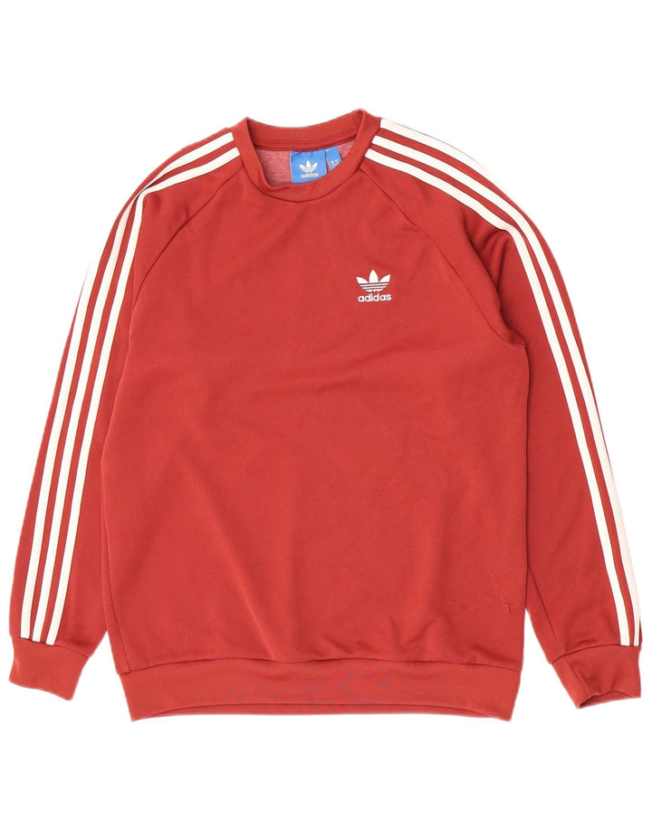 Adidas Mens Moletom Jumper Médio Poliéster Vermelho