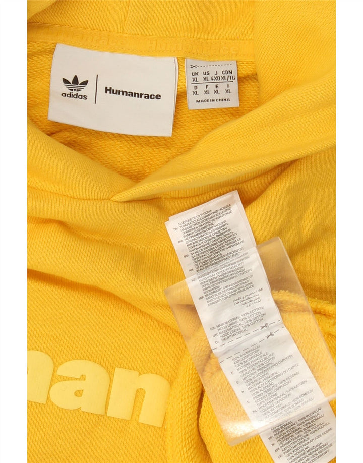ADIDAS Mens Humanrace Graphic Hoodie Jumper XL Amarelo Algodão