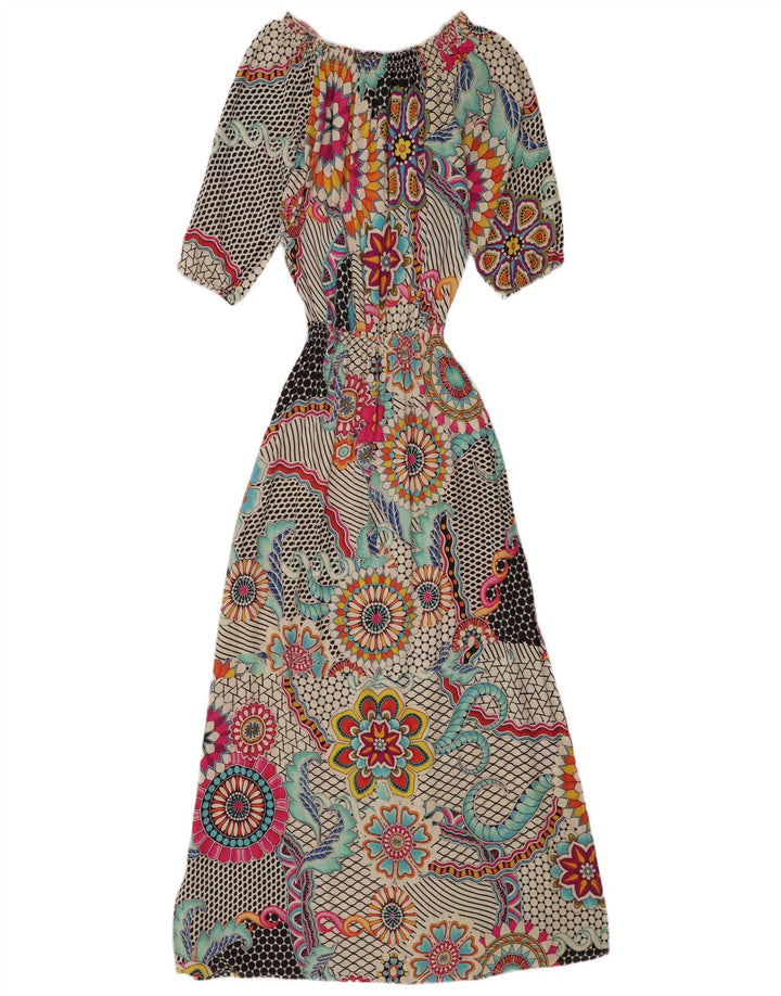 Desigual Vestido Maxi Feminino Manga 3/4 EU 40 Médio Multicolorido Floral