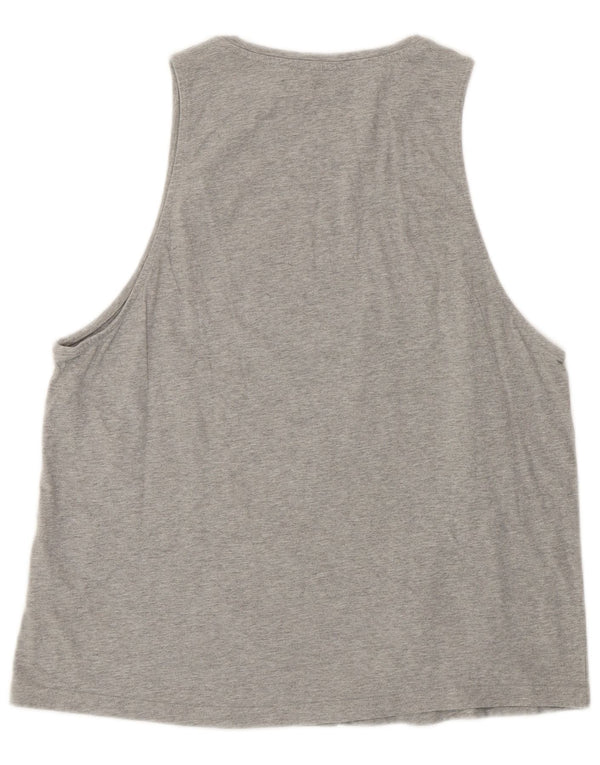 Adidas Womens Graphic Vest Top UK 16/18 Grande Cinza Algodão Esportivo