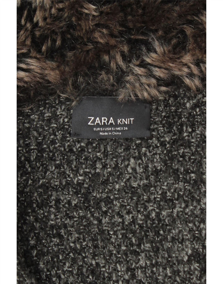 Sobretudo de malha oversized feminino Zara Reino Unido 10 pequeno acrílico manchado preto