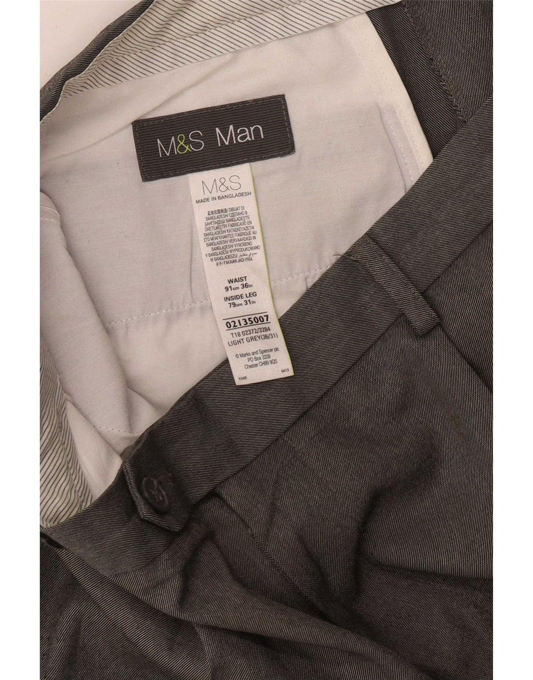 Calça masculina Marks & Spencer Pegged Suit W36 L31 cinza poliéster