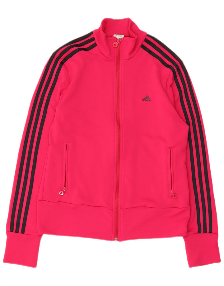 Adidas Womens Tracksuit Top Jacket UK 16 Grande Rosa Poliéster
