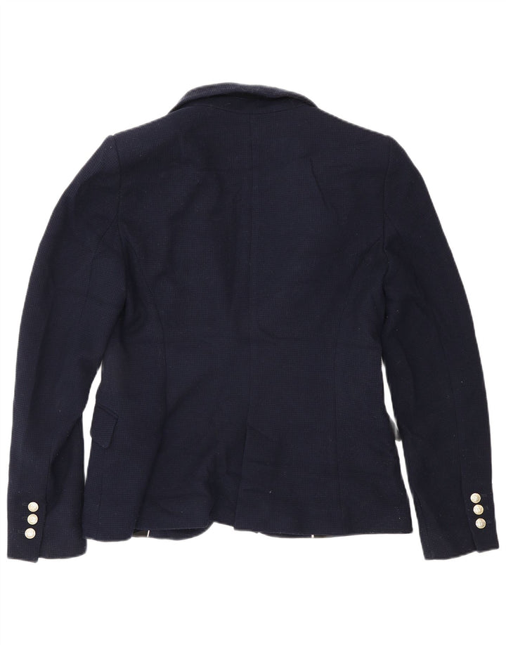 Jaqueta blazer feminina Zara com 1 botão Reino Unido 14 grande poliéster azul marinho