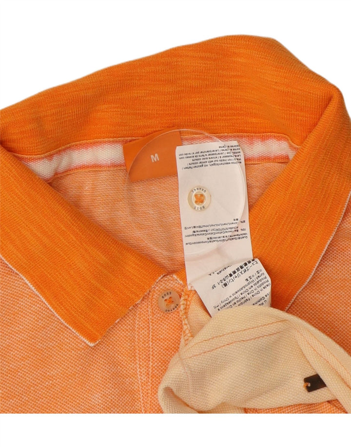 Camisa polo masculina HUGO BOSS médio laranja colorblock algodão