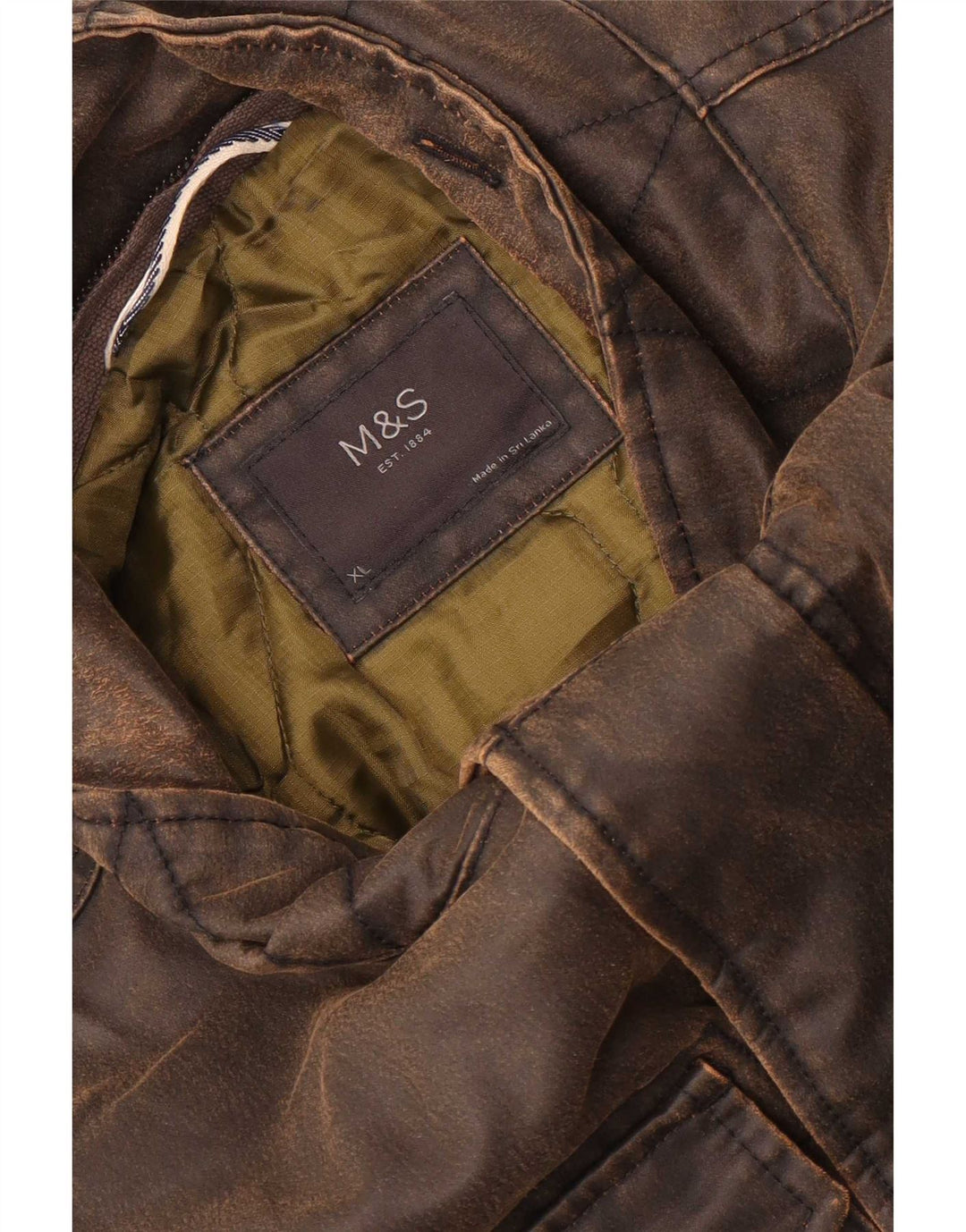 Jaqueta masculina de algodão encerado Marks & Spencer Reino Unido 42 XL marrom