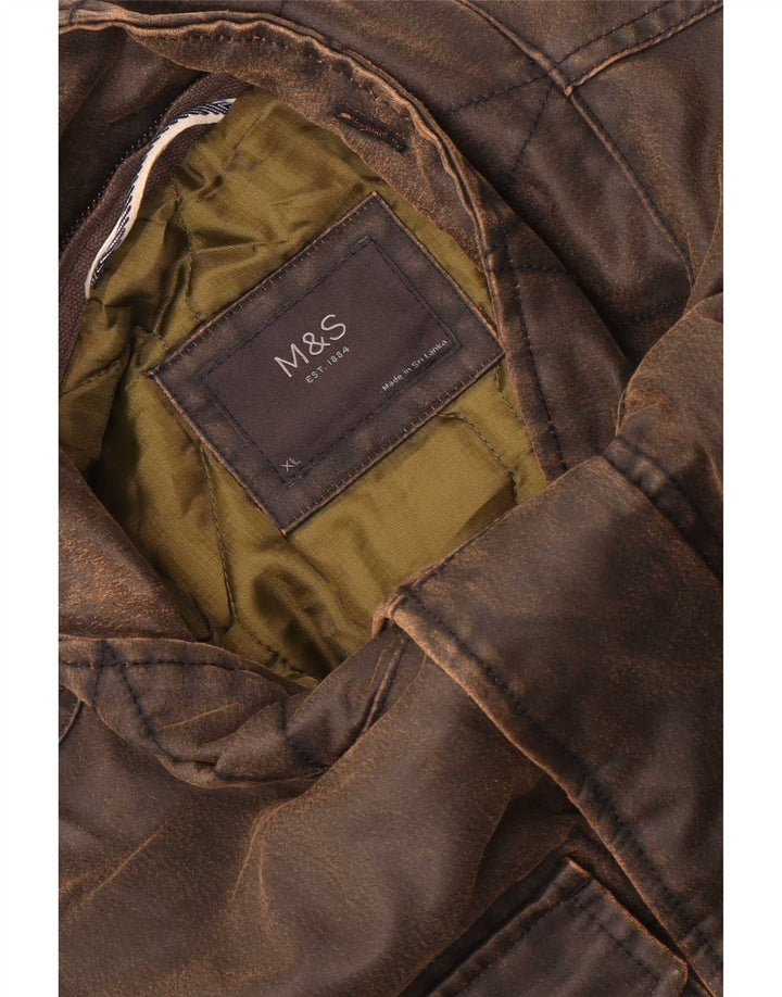 Jaqueta masculina de algodão encerado Marks & Spencer Reino Unido 42 XL marrom