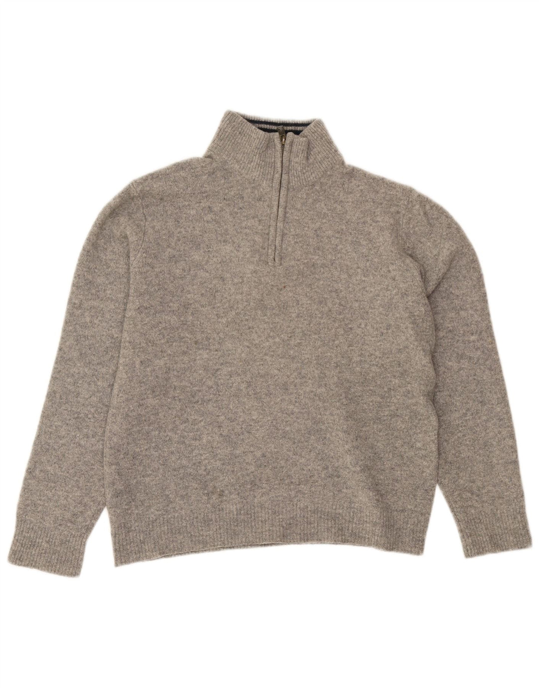 Suéter feminino Boden com zíper e gola uk 14 lã manchada cinza médio