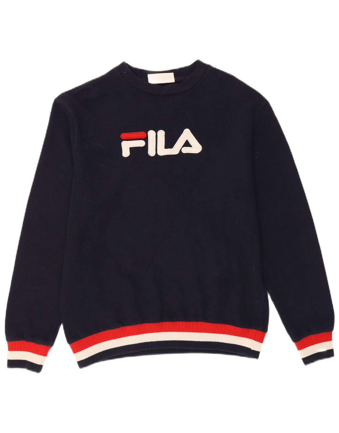 FILA Suéter gráfico masculino pequeno algodão azul marinho
