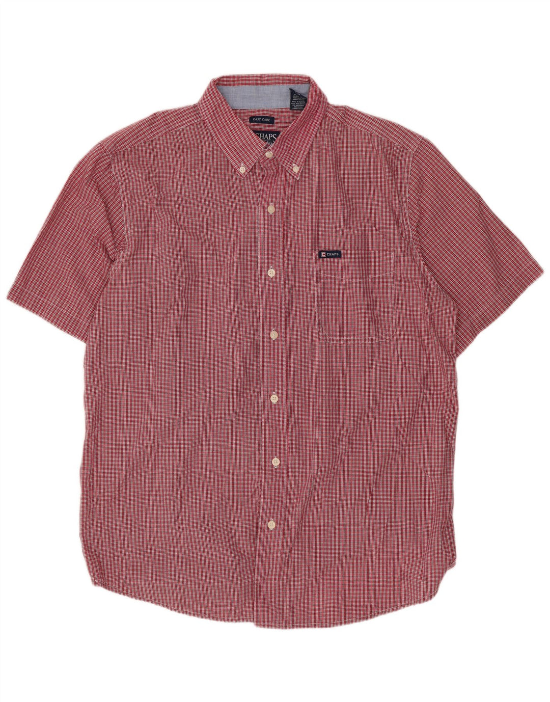 Camisa masculina de manga curta Chaps grande algodão vermelho guingão