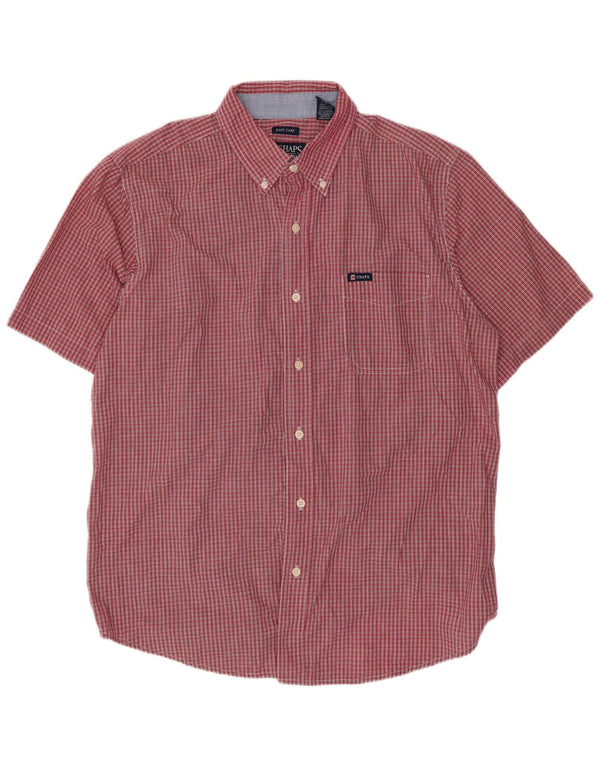 Camisa masculina de manga curta Chaps grande algodão vermelho guingão