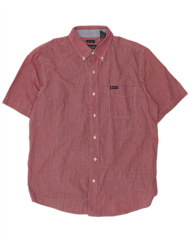 Camisa masculina de manga curta Chaps grande algodão vermelho guingão