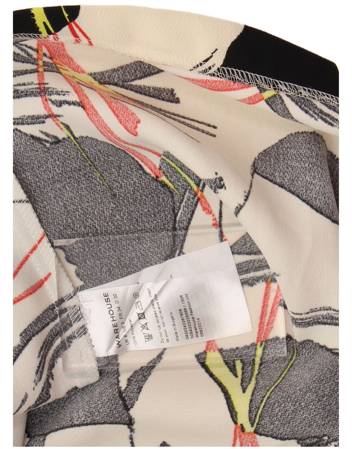 WAREHOUSE Saia feminina evasê UK 6 XS W25 off white floral poliéster