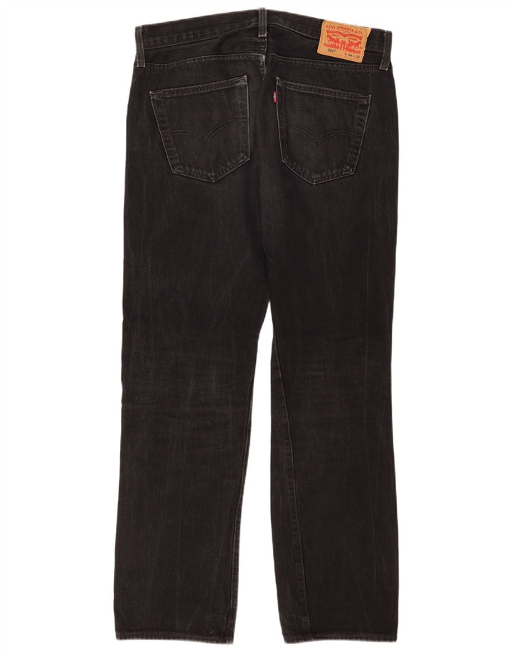 Calça jeans masculina Levi's 501 Straight W34 L32 algodão preto