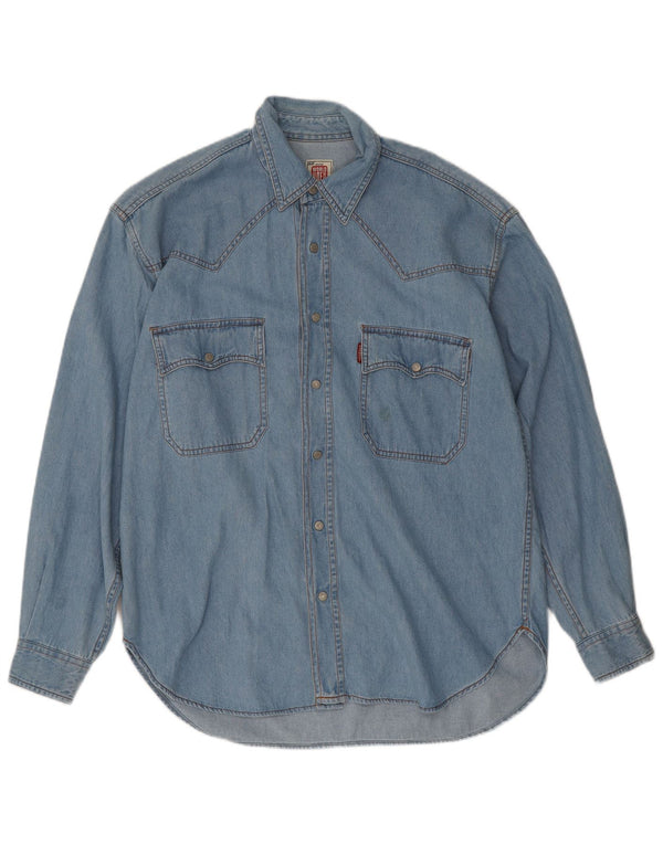 Camisa jeans masculina Casucci de algodão azul médio