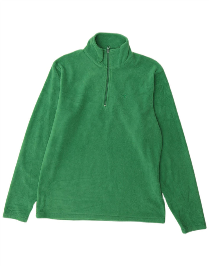 Diadora Mens Zip Neck Fleece Jumper Verde Médio Poliéster