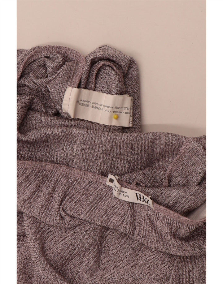 Calça feminina Zara Flare casual grande W34 L32 cinza poliéster