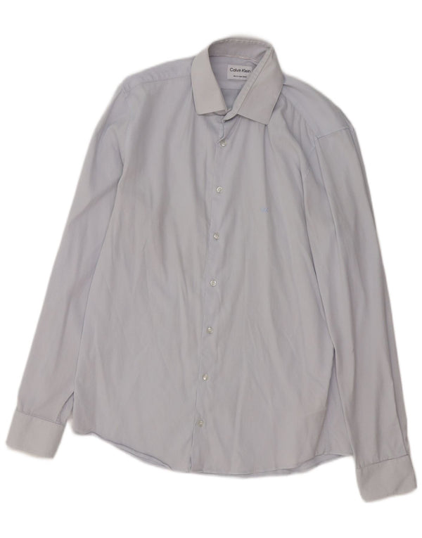 Camisa masculina Calvin Klein Slim Fit tamanho 39 algodão azul médio