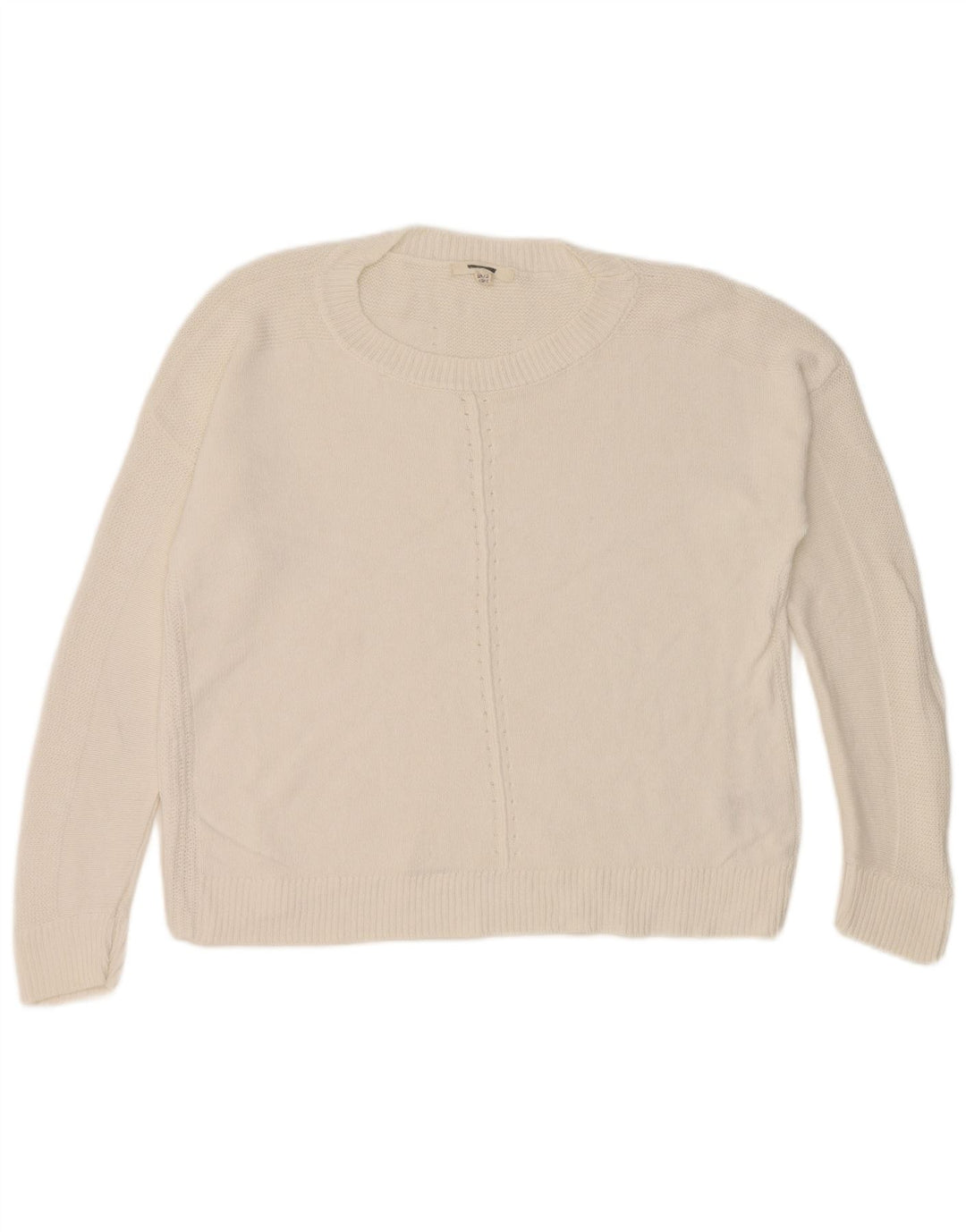 Suéter feminino branco com gola canoa e algodão médio Reino Unido 12