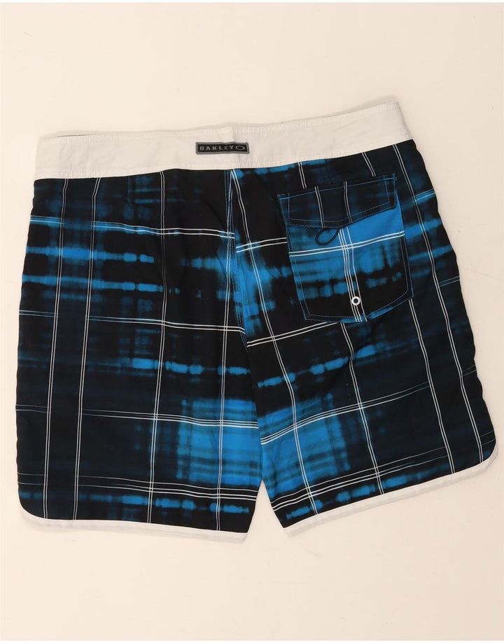 Calções de banho masculinos Oakley XL azul marinho xadrez poliéster