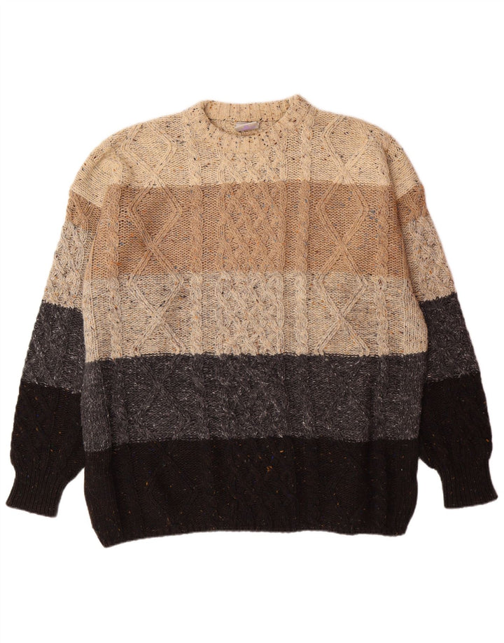 NOVO suéter masculino FAST com gola redonda 2XL bloco colorido multicolorido