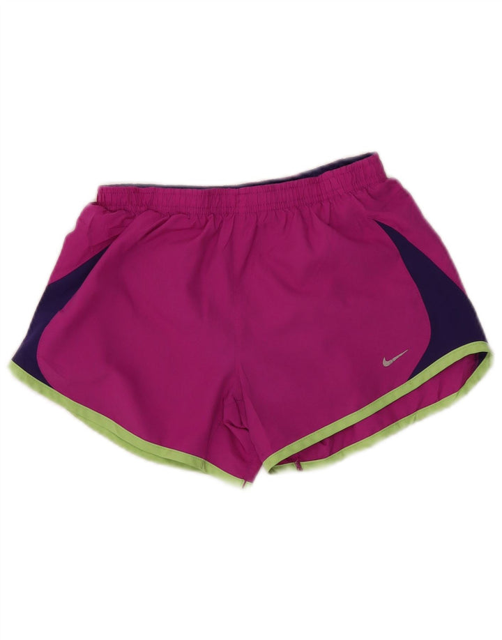 Shorts esportivos femininos Nike UK 12 poliéster colorblock rosa médio