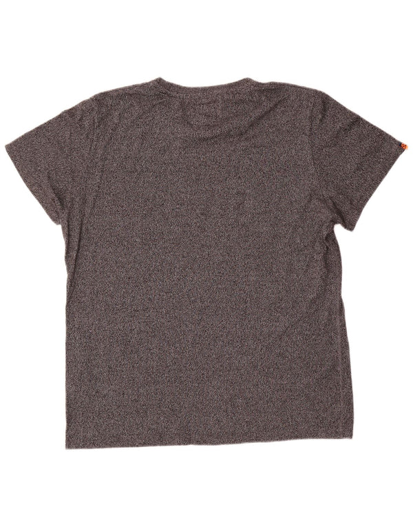 Camiseta gráfica masculina Superdry Top 2XL algodão manchado cinza