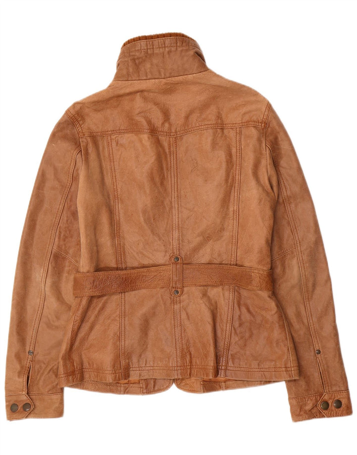 Jaqueta de couro feminina vintage UK 18 XL couro marrom