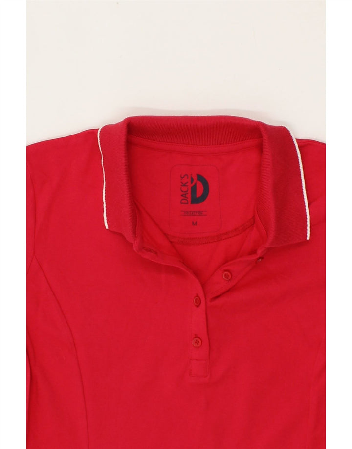 DACK'S Womens Polo Shirt UK 12 Medium Red Cotton Vintage Dack's and Second-Hand Dack's from Messina Hembry 