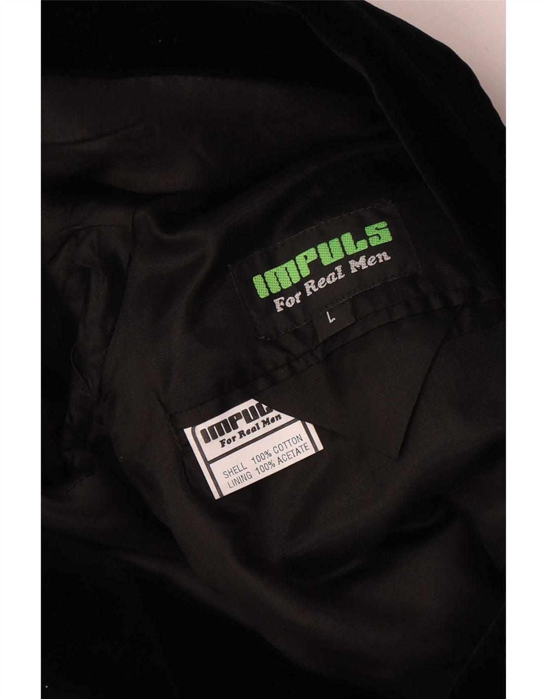 Jaqueta blazer masculina de veludo com 3 botões Impuls Reino Unido 40 grande algodão preto