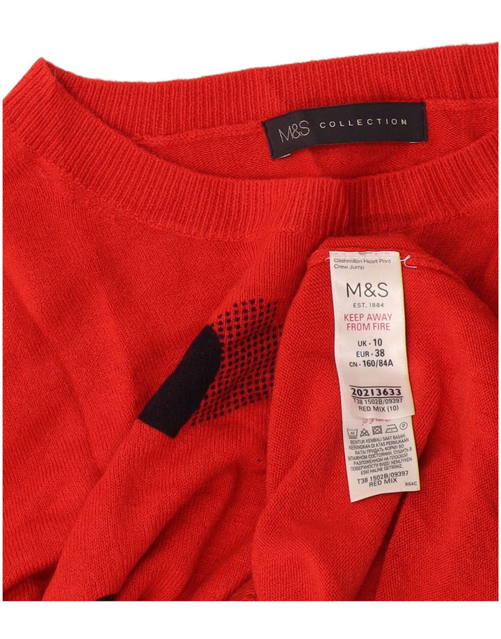 Suéter feminino Marks & Spencer com gola canoa Reino Unido 10 pequeno laranja