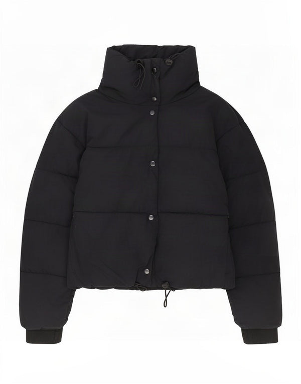 Jaqueta acolchoada superdimensionada feminina Zara UK 10 poliéster preto pequeno