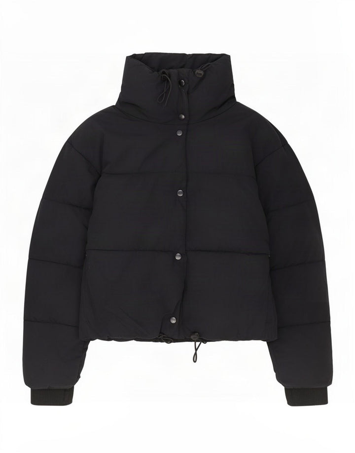 Jaqueta acolchoada superdimensionada feminina Zara UK 10 poliéster preto pequeno