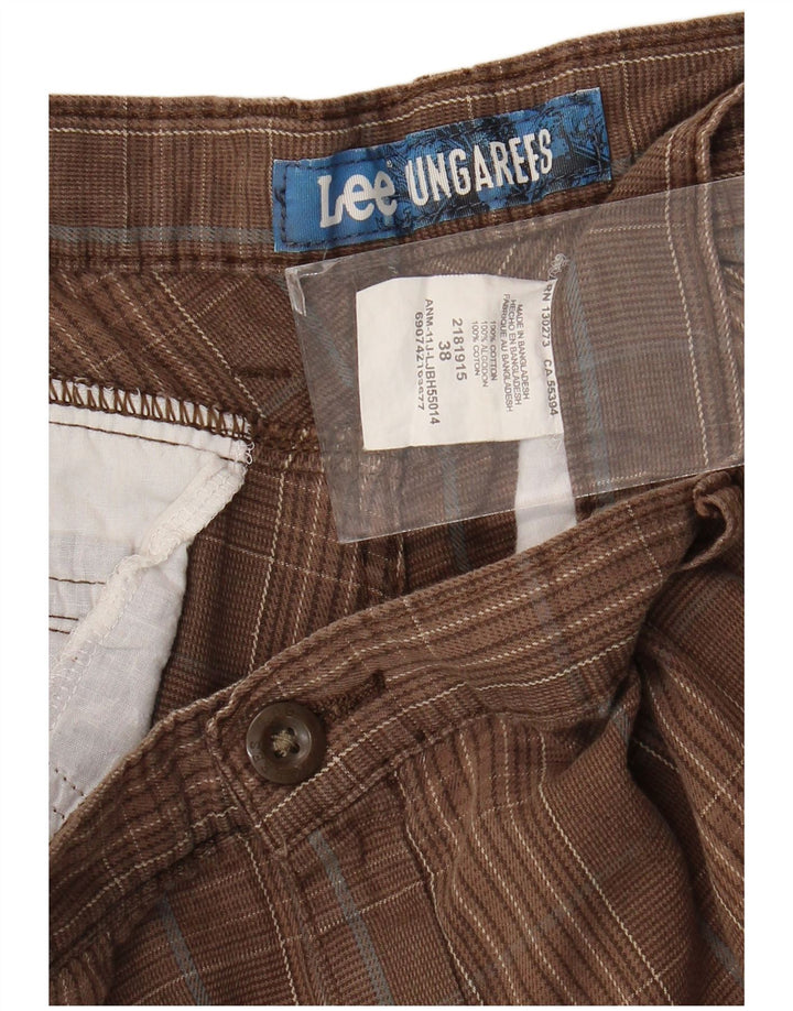 Shorts cargo masculinos Lee W38 XL algodão xadrez marrom