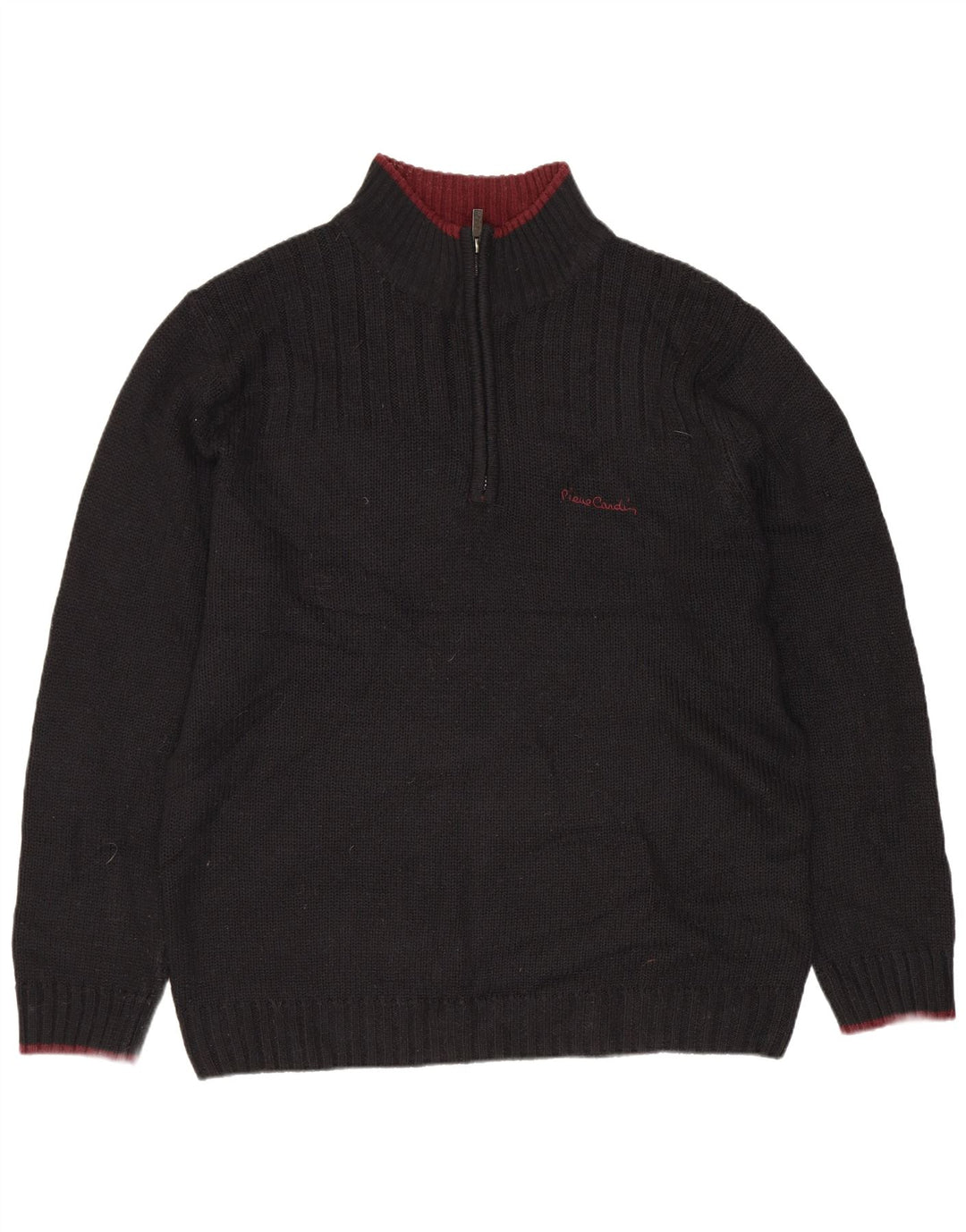 Suéter feminino PIERRE CARDIN com zíper e gola UK 20 2XL preto acrílico