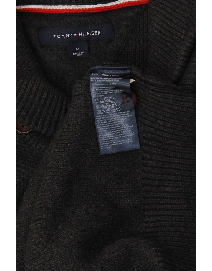 Tommy Hilfiger Suéter masculino com gola xale algodão cinza médio